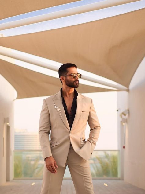 ​Shahid Kapoor Preps Us For Deva, Unveils Stylish Look In Beige Suit​ Shahid Kapoor, Beige Suits, Black Shirt, Take That