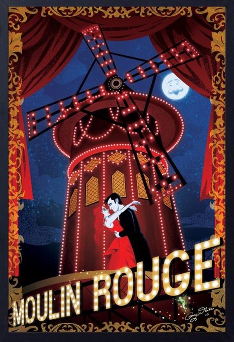 Moulin Rouge Fancy Fanart, Moulan Rouge, Moulin Rouge Movie, Film Illustration, Moulin Rouge Paris, Event Posters, Windmill Design, Event Poster Design, Unframed Wall Art