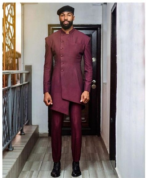 Men Traditional Wear Nigerian, Three Piece Suit Wedding, Groomsman Attire, Prom Dinner, Tailor Made Suits, Tuxedo Coat, Burgundy Suit, Groom Tuxedo, Mens Blazer Jacket