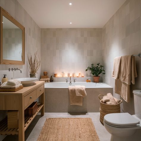 A cozy hygge-inspired home that’s all about comfort 🕯️💖 #hyggehome #interiordesign #design #designinspo Coastal Hygge, Hygge Bathroom, Bathroom Cozy, Hygge Aesthetic, Cozy Bathroom, Velvet Footstool, Cozy Hygge, Small Stool, Hygge Home