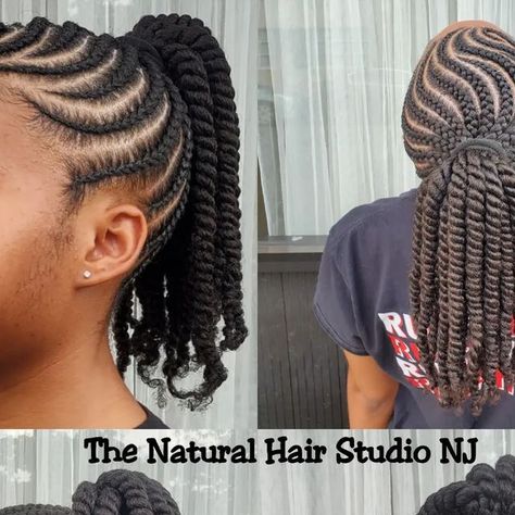 Jennifer Cherilus on Instagram: "Cornrow Ponytail with Two Strand Twist. NO added hair. #thenaturalhairstudionj #natural_jc #braidedhair #cornrowstyles #protectivestyles #noaddedhair #blackownedbusiness #naturalhair #naturalhairstyles #cornrowstyles #Cornrows #cornrowsandtwists #njbraider #haitianhairstylist #naturalhairsalonnj #blackhair #teamnatural #teamnaturalhair #booknow" Two Strand Twist Ponytail, Ponytail Natural Hair, Twisted Ponytail, Cornrow Ponytail, Kid Hairstyles, Cornrows Styles, Protective Hairstyles For Natural Hair, Two Strand Twist, Twist Ponytail