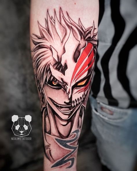 Bleach Ichigo Tattoo, Anime Tattoos Bleach, Bleach Manga Tattoo, Ichigo Tattoo Ideas, Bleach Tattoo Design, Bankai Tattoo, Bleach Tattoo Anime, Bleach Anime Tattoo Ideas, Ichigo Tattoo