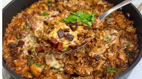 One Pan Chicken and Chorizo Rice Chicken And Chorizo Rice, Chorizo Rice, Chicken And Chorizo, 30g Protein, Dry Rice, One Pan Chicken, Spanish Rice, Chicken Meal Prep, Pan Chicken