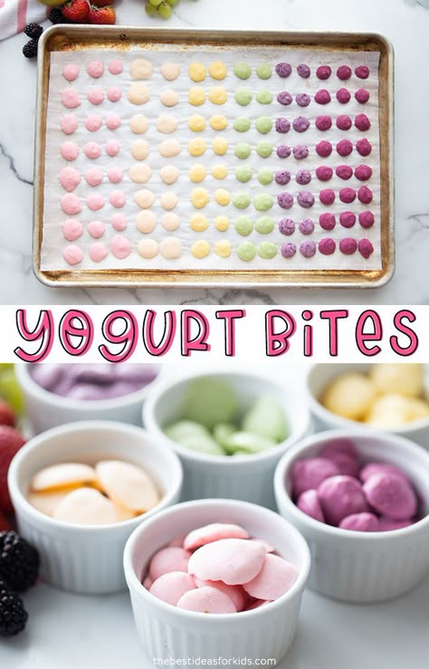 Yogurt Bites Recipe, Easy Frozen Yogurt, Frozen Yogurt Bites, Yogurt Melts, Make Your Own Yogurt, Yogurt Bites, Kid Snacks, Healthy Food Facts, Baby Snacks