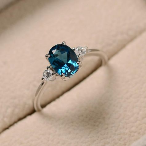 Blue topaz ring oval gemstone ring sterling silver promise | Etsy Topas Ring, Blue Wedding Rings, Sterling Silver Promise Rings, Engagement Ring Rose Gold, London Blue Topaz Ring, Green Sapphire, Ring Oval, Sapphire Engagement, Blue Topaz Ring