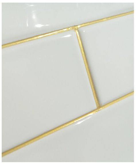 Add a touch of opulence to your tiled surfaces with Gold Epoxy Tile Grout. This exceptional product is part of the Sozen Epoxy Grout collection and offers a luxurious gold finish that instantly enhances the look of your tiles. Its advanced epoxy formulation guarantees excellent adhesion, ensuring that your tiles stay firmly in place. With its resistance to water, stains, and chemicals, Sozen Gold Epoxy Tile Grout is suitable for both interior and exterior applications. Create a stunning and durable tile installation with this premium grout. As homeowners or business owners its everything we ever wanted from a tile grout and silicone sealant ,easy to clean ,hygienic ,smooth to touch ,decorative & long lasting . However today is still very much a diy project  , from someone with 25yr exp in Subway Tile With Gold Grout, White Tile With Gold Grout, White Tile Gold Grout, Gold Grout Bathroom, Gold Grout Backsplash, Tile With Gold Grout, Gold Tiles Bathroom, Small Space Bathroom Vanity, Gold Grout