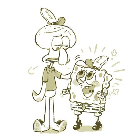 Sponge Bob Fanart, Squidbob Fanart, Spongebob And Squidward Fanart, Squidward Fanart, Spongebob Fanart, Spongebob Art, Spongebob Funny Pictures, 30 Day Art Challenge, Spongebob Drawings