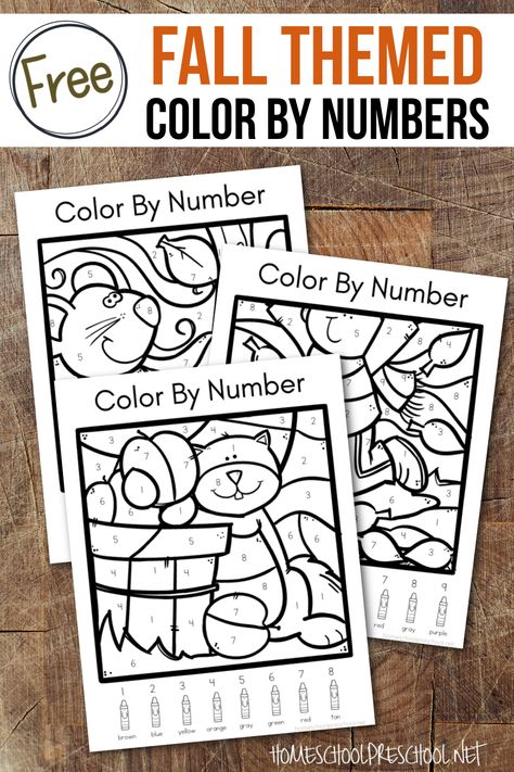 Color By Numbers Kindergarten, Fall Color By Number Kindergarten, Color By Number Fall Worksheets, Fall Theme Kindergarten Activities, Fall Painting For Preschoolers, Color By Number For Preschool, Letter Number Color Shape Of The Week, Fall Tree Worksheet, Kindergarten Fall Worksheets Free Printables