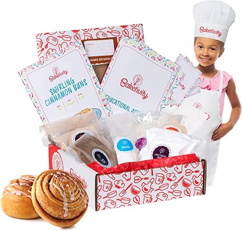 Amazon.com: Baketivity Kids Baking Set, Meal Cooking Party Supply Kit for Teens, Real Fun Little Junior Chef Essential Kitchen Lessons, Includes Pre-Measured Ingredients (Baketivity Kit, Bagels) : Toys & Games Kids Baking Kit, Kids Baking Set, Baking Buns, Kids Baking, Pretend Play Kitchen, Baking Kit, Birthday Party Activities, Baking With Kids, Diy Baking