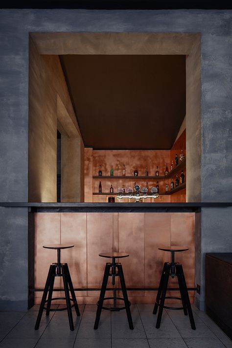 Copper Bar | Wallpaper* Copper Bar Top, Casa Cook, Stone Paint, Bar In Casa, Modern Home Bar, Mid Century Bar, Copper Bar, Contemporary Bar, Showroom Design