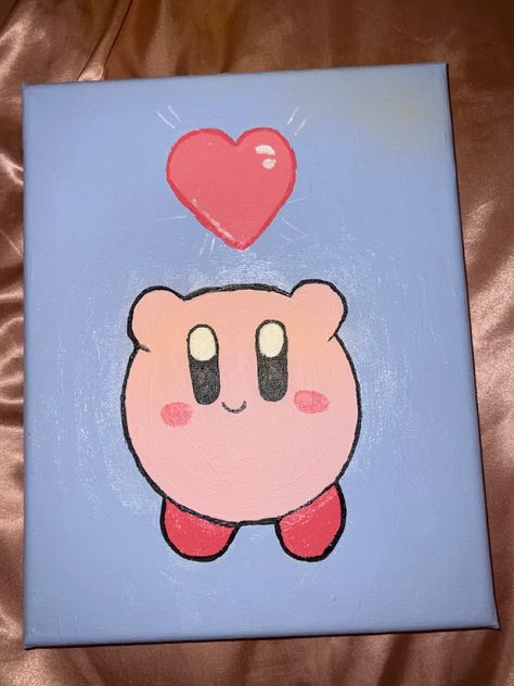 Mini Canvas Art Hello Kitty, Beginner Painting Ideas Easy Simple On Paper, Kirby Painting Canvas, Mario Painting Canvases, What To Paint On Canvas Easy, Kawaii Paintings On Canvas, Anime Paintings Canvases, Mario Smash, Adventure Time Drawings