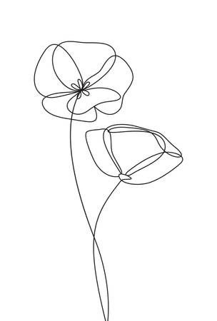 Flower Icon Logo, Flower Icon, Poppy Drawing, Flower Line Drawings, Single Line Drawing, Line Artwork, Flower Icons, Continuous Line Drawing, Line Flower