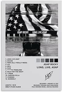 JINZE Asap Poster Rocky Long. Live. Asap Album Cover Poster Decorative Painting Canvas Wall Posters And Art Picture Print Modern Family Bedroom Decor Posters for Room Aesthetic 12x18inch(30x45cm) Long Live Asap Poster, Long Live Asap Album Cover, Asap Rocky Album Cover, Asap Album Cover, Asap Poster, Long Live Asap, Asap Rocky Poster, Rocky Poster, Posters For Room Aesthetic