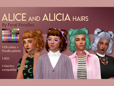 Cc Hair Alpha, Ts4 Maxis Match Cc, Lola Hair, French Braid Pigtails, Sims 4 Female Hair, Olive Hair, San Myshuno, Sims 4 Cas Cc, Baby Bangs