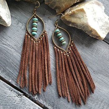 Leather Jewelry Making, Earrings Native American, Diy Leather Earrings, Leather Jewelry Diy, Brown Fringe, Native American Earrings, Jewelry Making Earrings, Bronze Earrings, Earrings Turquoise