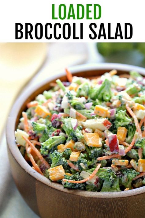 Loaded Broccoli Salad | Six Sisters' Stuff Loaded Broccoli Salad, Loaded Broccoli, Bbq Side Dish Recipes, Potluck Side Dishes, Broccoli Salad Bacon, Broccoli Salad Recipe, Six Sisters Stuff, Cranberry Salad, Six Sisters