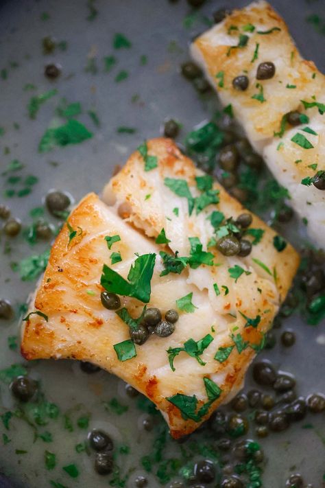 Cod Piccata Blue Eye Cod Recipe, Italian Cod, Cod Piccata Recipe, Alaskan Cod Recipe, Cod Piccata, Quick Healthy Dinner, Foreign Food, Cod Recipes, Healthy Ingredients