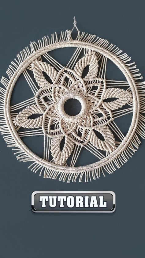 Macrame Hoop Wall Hanging Tutorial, Dreamcatcher Macrame Tutorial, Hoop Macrame Wall Hanging, Circular Macrame, Macrame Flower Wall Hanging, Flower Dream Catcher, Macrame Projects Ideas, Macrame Circle, Round Macrame