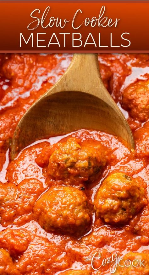 slow cooker meatballs in red sauce with a wooden spoon. Crockpot Meatballs For Subs, Yummy Winter Meals, Meatball Subs Crockpot, Italian Meatballs Crockpot, Italian Board, Meatballs Crockpot, Newest Recipes, Winter Dinners, Cozy Cook