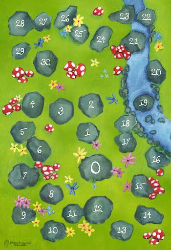 Game Board: Stepping Stones | Squarehead Teachers Dixit Board Game, Diy Dixit Cards, Dixit Cards, Stone Game, Cards On The Table, Card Games For Kids, Board Game Design, Garden Illustration, Game Boards