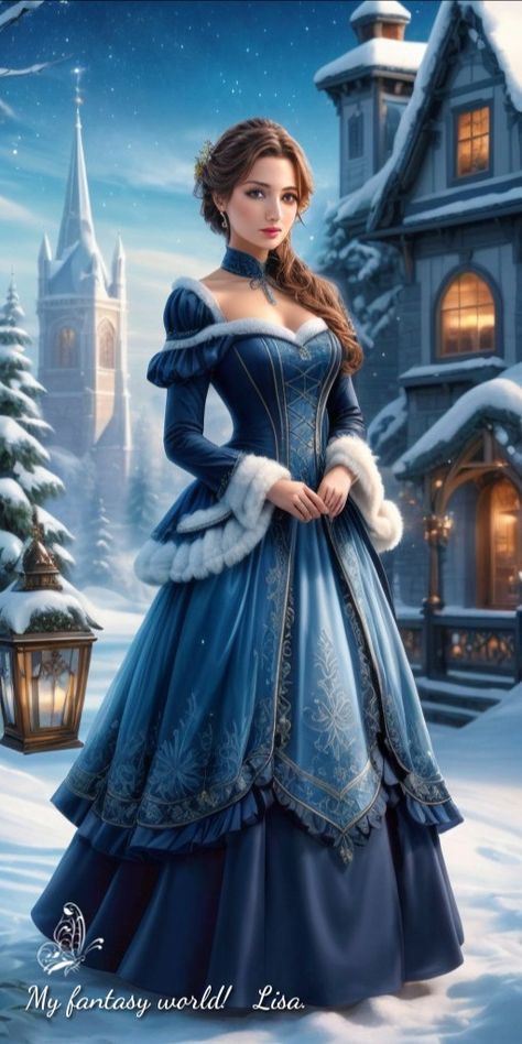 Winter Fantasy Dress, Fantasy Dress Art, Winter Christmas Outfits, Best Winter Outfits, Dress Art, Fantasy Dresses, Fantasy Dress, Art Dress, Fancy Dress Costumes