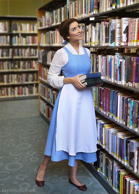 Belle Costume Blue Dress, Belle From Beauty And The Beast Costume, Halloween Costumes Blue Dress, Bell Costume Beauty And The Beast, Belle Diy Costume, Modern Belle Costume, Diy Belle Costume Women, Belle Beauty And The Beast Costume, Blue Dress Costume Ideas