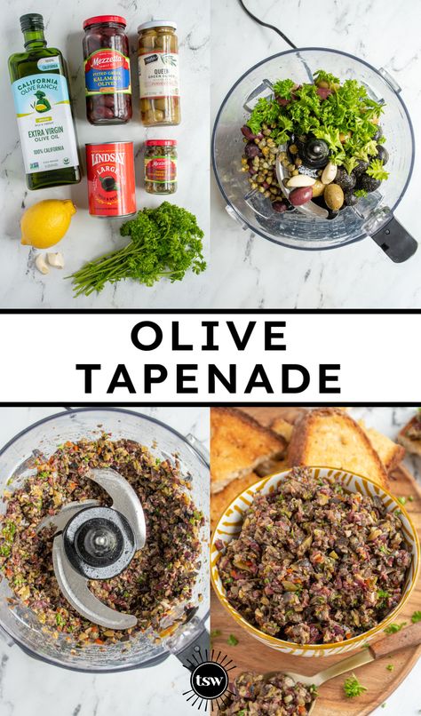 Easy Olive Tapenade Recipe - The Schmidty Wife Appetizer Vegetarian, Olive Tapenade Recipe, Tapenade Recipe, Quick And Easy Food, Processor Recipes, Olive Tapenade, Amazing Appetizers, Vegan Appetizers, Idee Pasto Sano