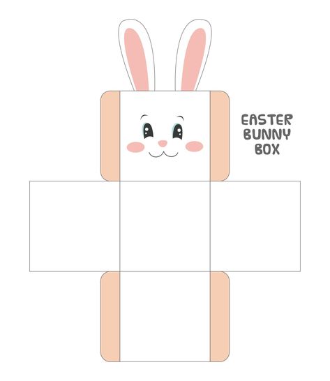 Printable Easter Box Template Easter Boxes Template, Animal Box Template, Bunny Box Template, Easter Gifts Diy, Gift Box Template Printable, Easter Boxes, Diy Easter Treats, Treat Box Template, Box Bouquet