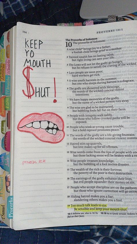 When To Shut Your Mouth, When To Keep Your Mouth Shut Bible, Stop Cussing Quotes, When To Keep Your Mouth Shut, Proverbs 10 Bible Journaling, How To Stop Sinning, Proverbs 10:19, Keep Your Mouth Shut Quotes, How To Stop Talking Too Much