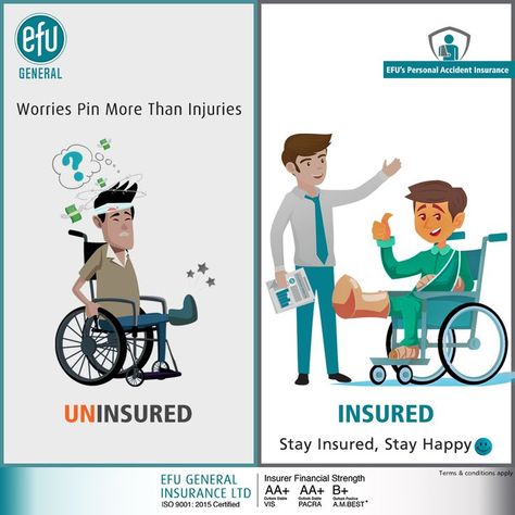 Worries Pin More Than Injuries Do not worry about your uncertainties Get yourself covered with EFU's Personal Accident Insurance Stay Insured, Stay Happy EFU General Insurance Ltd. Tel. (021) 32313471-90 WhatsApp: 0308-6937265 www.efuinsurance.com #efuinsurance #personalaccident #personalaccidentinsurance Personal Accident Insurance, Accident Insurance, General Insurance, Insurance Coverage, Do Not Worry, Stay Happy, Creative Ads, No Worries, Insurance