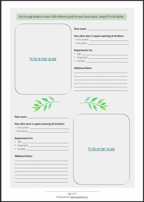 Gardening Journal Printables, Garden Journal Template, Plant Care Guide, Houseplant Care, Plant Journal, Guide Template, Indoor Plant Care, Plant Tags, Plant Guide