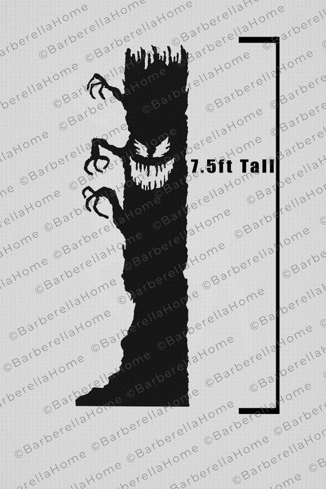 This listing is for a 34-page DIGITAL FILE that you can print from home to make the Spooky tree wood silhouette cutout in the Cemetery Display for your Halloween decor. Once completed, the spooky tree will stand about 7.5ft tall. This PDF includes 34 pages: 2 instructional pages, 1 overall quick view page to help you layout the template, and 31 template pages. You will print the template pages, build the template as if it were a puzzle, trace it onto the plywood (not supplied), cut the Spooky tr Halloween Wood Silhouettes, Halloween Outdoor Silhouette, Diy Spooky Tree, Halloween Trick Or Treaters Silhouettes, Halloween Silhouettes Templates, Spooky Trees For Halloween Art, Spooky Tree Silhouette, Spooky Trees Svg, Wood Silhouette