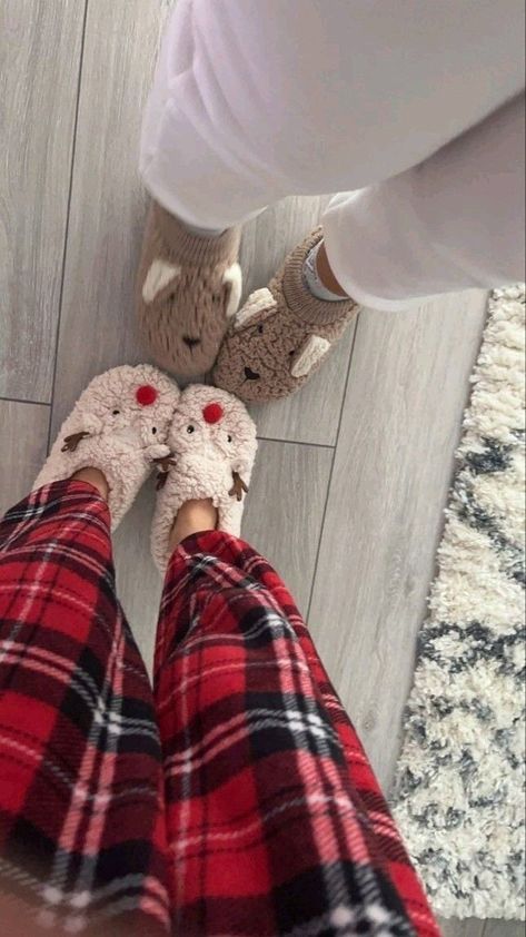 Reindeer Slippers, Cozy Couple, Comfy Christmas, Holiday Slippers, Pajama Style, Couples Holiday, Winter Footwear, Christmas Slippers, Bear Slippers