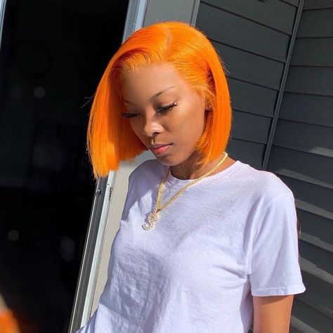 Orange Bob, Bob Lace Front Wigs, Blonde Lace Front Wigs, Human Virgin Hair, Short Bob Wigs, Bob Wig, Orange Hair, Wigs For Black Women, Hairstyles Haircuts