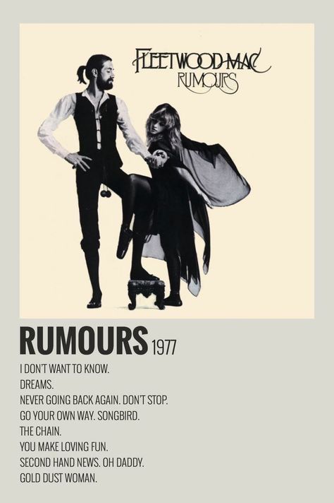 ✰𝘱𝘪𝘯𝘵𝘦𝘳𝘦𝘴𝘵 // 𝘴𝘢𝘪𝘯𝘵𝘦𝘭𝘪𝘴𝘴𝘴𝘦 Fleetwood Mac Poster, Alternative Posters, Rumours Album, Music Vibe, Minimal Music, Album Wall, Band Photoshoot, Minimalist Music, Album Posters