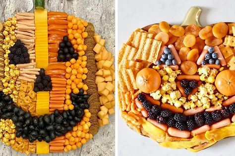 People Are Making PUMPKIN-Shaped Snack Boards—and They're Gourd-geous! Pumpkin Shaped Charcuterie Board, Snack Boards, Pumpkin Snack, Orange Food, Cheese Popcorn, Halloween Food Appetizers, Harvest Party, Halloween Appetizers, Food Appetizers