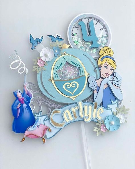 Girls Room Diy, Diy Cake Topper Birthday, 3d Cake Toppers, Cinderella Cake, Handmade Cake Topper, Party Topper, Cinderella Party, Cinderella Birthday, Diy Cake Topper