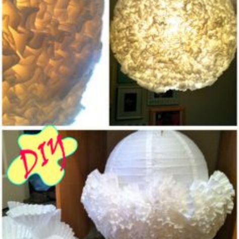 Diy Light Decor, Doily Lamp, White Paper Lanterns, Paper Lanterns Diy, Diy Pendant Light, Cd Crafts, Diy Wall Art Decor, Diy Chandelier, Diy Decor Ideas