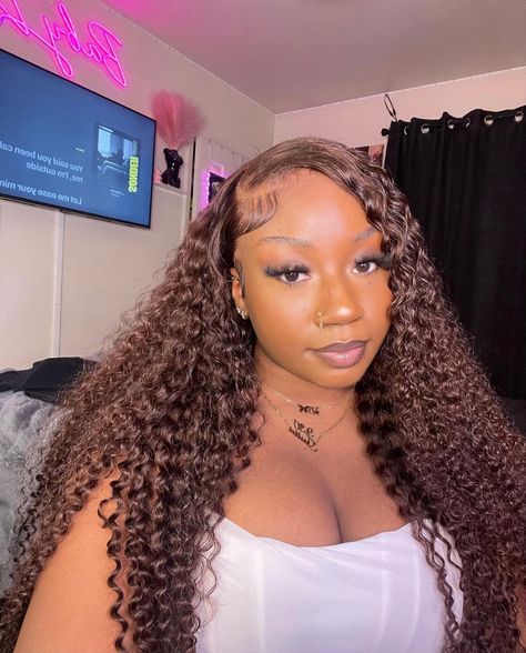 Chocolates brown curly human lace wig, dark brown curly wig, deep wave, cheap brown wigs, amazon finds, amazon associate Brown Hair Sew In, Brown Lace Front, Hair For Black Women, Brown Water, Chocolate Brown Hair, Lace Front Wigs Human Hair, Curly Lace Front Wigs, Brown Wig, Front Lace Wigs Human Hair