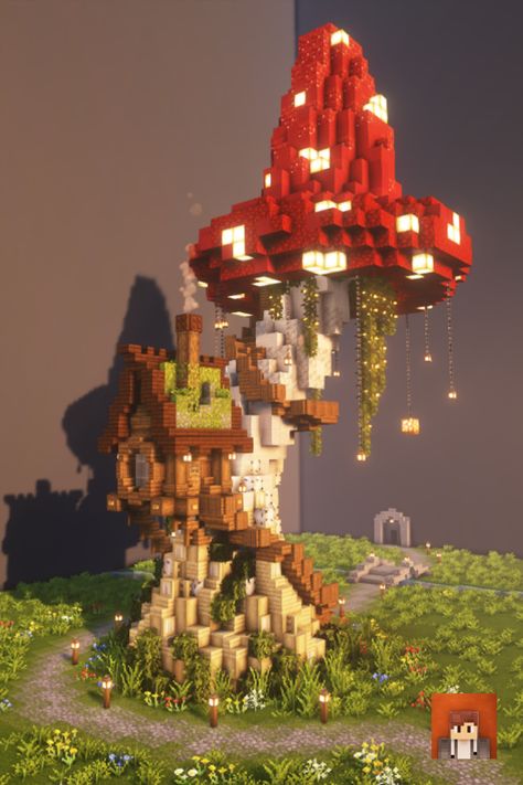 This is a really cool mushroom my friend built that I wanted to post. The texture pack I use is 'Stay True' and shaders 'complementary shaders' #Minecraft #MinecraftBuilds #MinecraftHouse #minecraftbuildingideas #MinecraftFantasy #MinecraftBase #fantasy #minecraftmushroom #MinecraftVictorian Minecraft Fairy Decorations, Minecraft Round House Ideas, Minecraft Fairy Mushroom House, Minecraft Watermelon Build, Crop House Minecraft, Mushroom City Minecraft, Fantasy Building Minecraft, Enchanted Library Minecraft, Mushroom Roof Minecraft