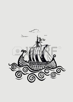 Viking Ship Drawing Simple, Norse Art Drawings, Viking Longship Tattoo, Viking Pyrography, Ship Pencil Drawing, Longship Tattoo, Viking Boat Tattoo, Viking Ship Tattoo, Viking Drawings