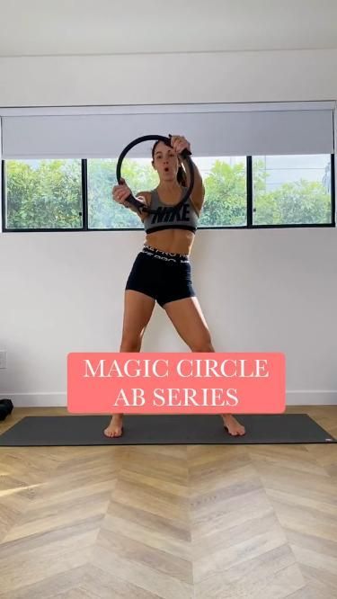 Pilates Workout Circle Pilates Ring Ab Exercises, Resistance Ring Exercises, Pilates Ring Arm Exercises, Banded Pilates Workout, Pilates Circle Exercises, Yoga Circle Exercises, Mat Pilates Workout With Ring, Pilate Ring Exercises, Pilates Ring Exercises Arms