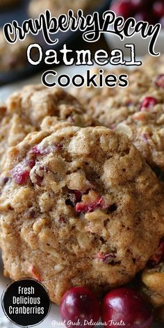 Soft Cranberry Oatmeal Cookies, Cookies With Cranberries And Pecans, Cranberry Cookies Fresh Cranberries, Fresh Cranberry Cookies Recipes, Recipes Using Fresh Cranberries, Fresh Cranberry Cookies, Oatmeal Cranberry Walnut Cookies, Cranberry Pecan Oatmeal Cookies, Oatmeal Cookies Recipes