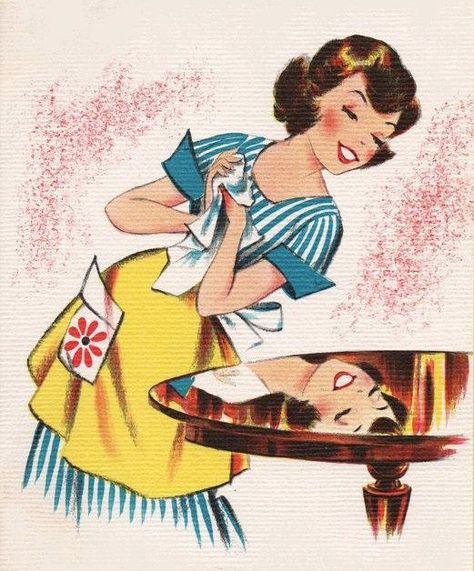 Vintage Housewife, Happy Housewife, Mid Century Illustration, Retro Housewife, Jolly Holiday, Vintage Life, Retro Illustration, Vintage Cards, Vintage Ads