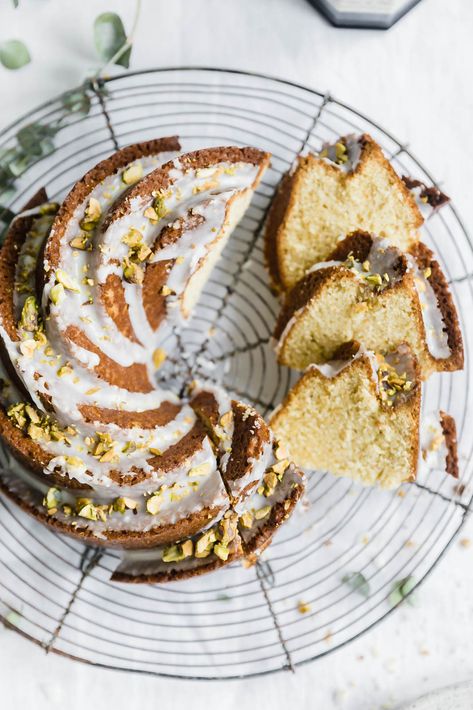 Pistachio Olive Oil Cake - Broma Bakery Olive Oil Cake Recipe, Pistachio Dessert, Buckwheat Cake, Broma Bakery, Cake Liner, Pistachio Cake, Oil Cake, Olive Oil Cake, Bundt Cakes Recipes