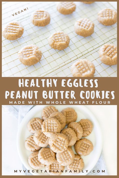 Easy Peanut Butter Cookies No Egg, Peanut Butter Cookies Eggless, Eggless Peanut Butter Cookies, Baking Without Eggs, Healthy Sugar Cookies, Sweet Potato Cookies, Healthy Peanut Butter Cookies, Gluten Free Peanut Butter Cookies, Pumpkin Oatmeal Cookies