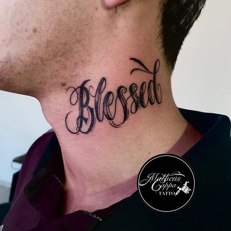 Blessed Neck Tattoo, Best Neck Tattoos, Neck Tattoos, Neck Tattoo, Tattoo Quotes, Tattoos, Quick Saves