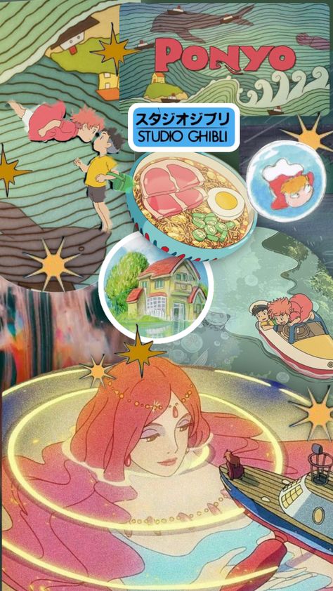 Ponyo Lockscreen Aesthetic, Ponyo Background, Ponyo Lockscreen, Ponyo Phone Wallpaper, Ponyo Aesthetic Wallpaper, Ponyo Posters, Wallpaper Backgrounds Ponyo, Ponyo Fanart, Ponyo Anime Poster