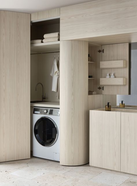 Japandi Garage, Miele Laundry, European Laundry, Contemporary Laundry Room, Washing Room, Provincial Home, Laundry Design, Est Living, Wet Rooms