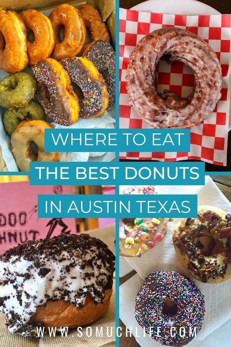 Donuts are the best! Don't you think? You can have them for breakfast, a little after lunch snack, or a delicious dessert! Here are the best donuts in Austin, Texas. #austintexas #atxfood #visitaustin Austin Brunch, Big Donuts, Austin Texas Travel, Giant Donut, Voodoo Doughnut, Breakfast Donuts, Austin Shopping, Visit Austin, Boozy Brunch